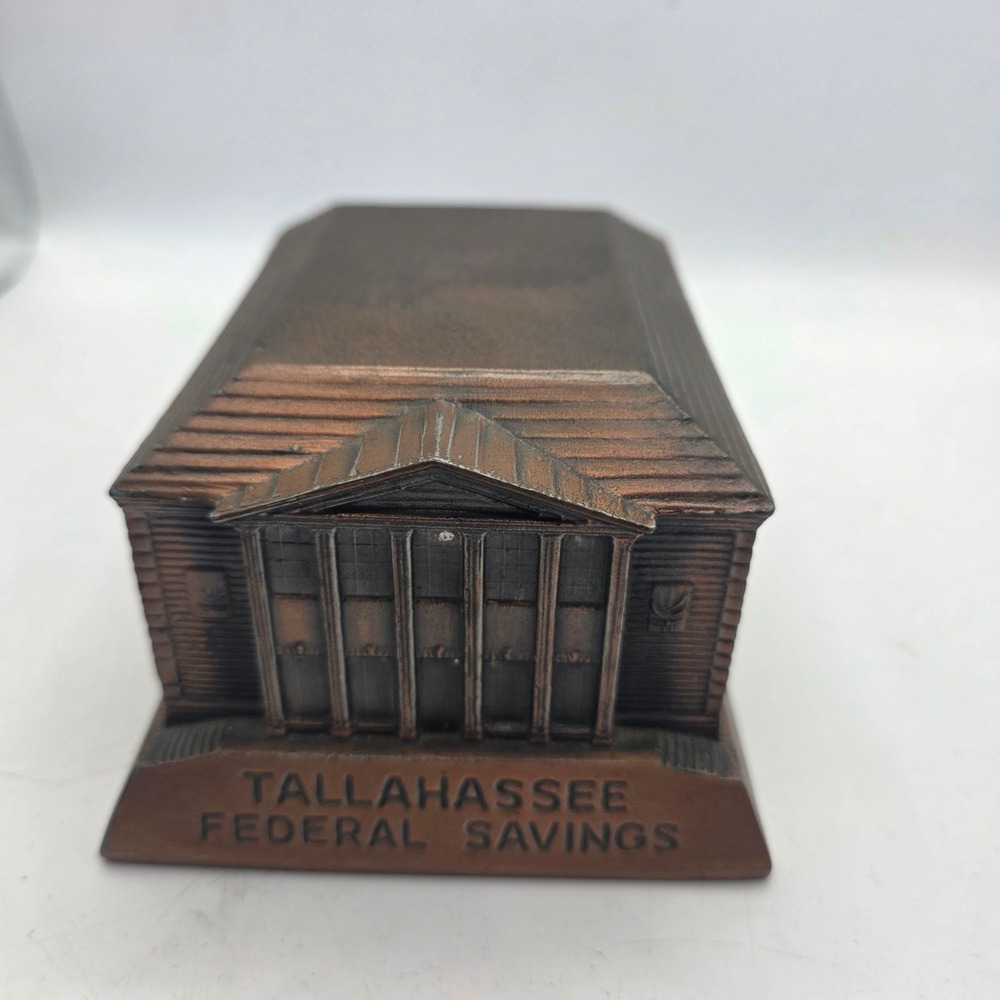 1974 Banthrico Tallahassee Federal Savings Metal Building Coin Bank Florida